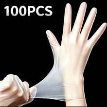 Disposable Vinyl Gloves 4/20/50/100pcs, Transparent Latex-Free Powder-Free, Waterproof Oil-Resistant Soft Gloves, Suitable For Food Preparation, Dishwashing, Kitchen Cleaning, Beauty Salon Hair Dyeing, Pet Bathing, Daily Home Use, No Packaging Box - Semi-transparent White - View 15