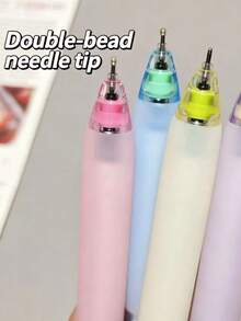 1/5/10pcs Yellow & Purple Duo" Quick-Drying Retractable Gel Pen With Needle Tip And Soft Grip – Stylish Student Pen Ideal For Heavy Writing/Practice - C - View 5