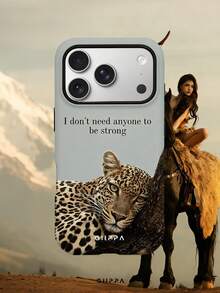 GIIPPA 1pc Grey Background With Leopard And English Slogan Design, Phone 17 Pro Max Phone Case, Compatible With Phone 16 Pro Max, 15 Pro Max, 14 Pro Max, Korean Style High-End Fashion Fun Phone Case, Compatible With 11/12/13/14/15/16 Pro Max Plus, Elegant Design Suitable For Men And Women, Perfect Gift For Girlfriend On Christmas, Valentine's Day, Easter, Wedding Season And Birthday! - Grey - View 8