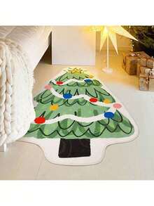 70cm Christmas Decorative Floor Mat;Christmas Tree-Shaped; Non-Slip And Stain-Resistant;Suitable For Christmas And Thanksgiving Decor; Ideal For Use By The Bedside,N The Entryway, Living Room, Or Bedroom;Perfect For Home And Themed Party Decoration - Multicolor - View 6