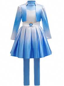 Dreamy Girl Role Play Costume Gradient Jacket + Dress + Pants Theme Party Halloween Fantasy Outfit Set - Blue - View 5