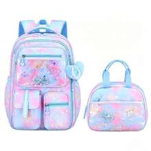 2pcs Gradient Dreamy Bow Girls Set, Lightweight Large Capacity Backpack + Handheld Lunch Bag Combo - Sets - View 6