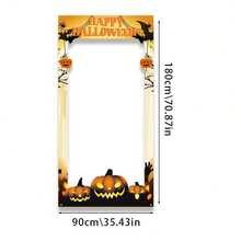 2D Flat Banner 1pc Halloween Theme Hollow Photo Backdrop, Mysterious Halloween Atmosphere, Funny & Joyful Holiday Vibe, Pumpkin & Bat Classic Elements - A - View 7