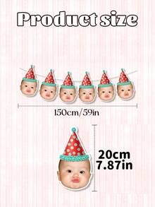 Custom Photo Birthday Banner,Multi-Style Party Hat Garland,First Birthday Party Decor, Decor,Photograph Backdrop,Family Gift, Wild One Party Theme - Multicolor - View 3
