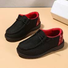 2026 Schwarz & Rot Unisex Kinder Schüler atmungsaktive leichte lässige Sport Loafer, Campus rutschfest verschleißfest minimalistisch einfarbig - Rot - Übersicht 16
