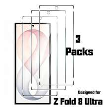 3pcs Tempered Glass Screen Protector For Samsung Galaxy Z Fold 8 Ultra [Front Screen Only] Bubble-Free 9H Hardness, Supports Fingerprint Unlock And Face Recognition - Clear - View 1