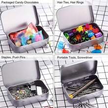 2/1pc Traditional Aluminum Storage Box With Lid, Portable Rectangular Metal Container For Organizing Small Items And Gift Cards, Flip Top, Clamshell Lid, Silver Rectangular Cigarette Box For USB Drive - Multicolor - View 7