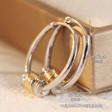 DIYCCPC Anting Bulat Fashion Wanita, Dekorasi Pola Spiral, Gaya Sederhana, Anting Multifungsi untuk Penggunaan Sehari-hari Saat Bepergian dan di Tempat Kerja - Dua Warna - View 3