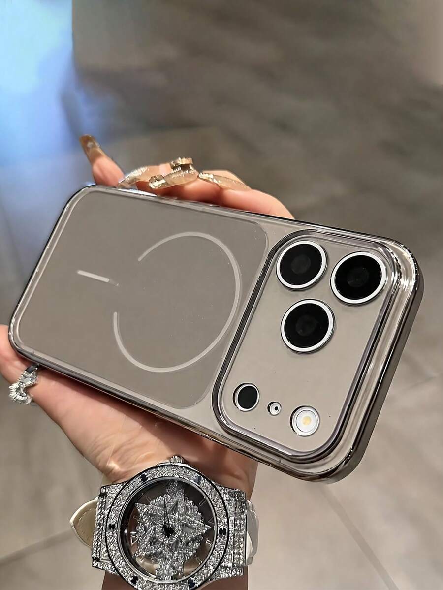 1件裝奢華超薄磨砂半透明黑色全包覆磁吸手機殼，適用於 iPhone 17 17Pro 17 Pro Max 16Promax 16 15 14 13 Pro Max，相機保護，軟框防震背蓋 - 黑色 - 查看 1