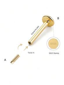 1pc 925 Sterling Silver Flower Stud Earring, Spiral Earring Stack, Flat Back Cartilage Ear Stud, Suitable For Women's Daily Wear, Wedding, Party, Engagement, Exquisite Jewelry - Yellow Gold - View 6