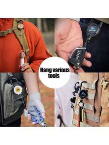1pc Multifunctional Retractable Carabiner Keychain Heavy Duty Wear Resistant Anti-Lost Tool Clip Portable Outdoor Travel Fishing Camping Climbing Key Accessory - Multicolor - View 4