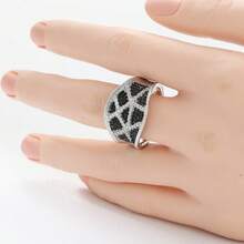 Bohemian Handmade Ring, Inlaid With Synthetic Black Zirconia Silver-Tone Ring Decor, Couple's Matching Rings, Suitable For Engagement, Promise, Wedding Wear, Unisex - Silver - View 6