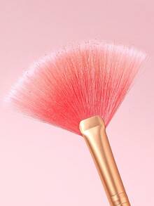 2PCS Pink Fan Highlight&Makeup Puff Set,For Precise Cheek Highlight & Blush,Full Face Setting & Powder Application - Pink - View 7