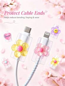 Cartoon Flower Data Cable Protector, Phone Charging Cable Connector Anti-Breakage - Cable Protector - View 1