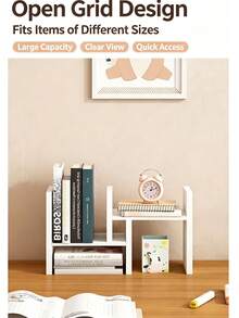 1pc/Desktop Storage Rack - Multi-Layer Storage Rack, Suitable For Student Dorms, Rental Apartments, Can Be Used As A Bookshelf, Storage Rack For Desk - White H-shape - View 3