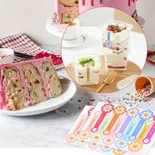 100/200pcs Handmade Lollipop Baking Stickers, Suitable For Cake Boxes/Metal Cans/Jars/Coffee Cups/Bottles, Long Strip Floral Seal Baking Stickers, Self-Adhesive Tamper-Evident Sealing Labels For Gift Packaging - Multicolor - View 5