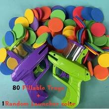 互動式貓玩具發射器套組附泡沫圓盤－手動發射器，適合寵物玩耍與運動，耐用塑料，無需電池－彩色圓盤，適合派對遊戲與趣味活動 - 彩色 - 查看 22