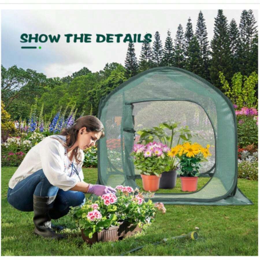 1 pezzo Tenda pieghevole pop-up per la protezione delle piante, copertura in rete traspirante contro insetti e uccelli, recinzione da giardino con cerniera per fiori, verdure, piantine, giardinaggio all'aperto - 1 pz - Visualizzare 1