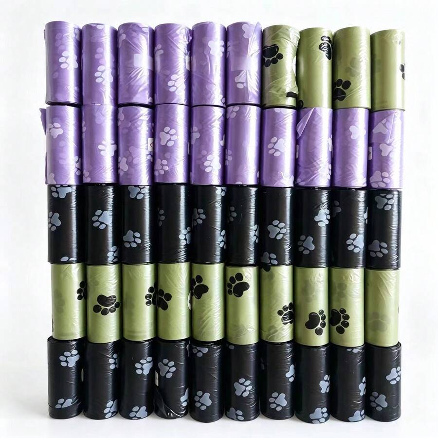600個/360個 防漏防臭加厚寵物拾便袋 爪印設計 (15個/捲) 易清理聚乙烯材質 狗狗拾便袋 趣味圖案 防漏材質