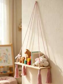 1pc Rope Woven Wall Shelf (Includes Wooden Board) Bohemian Style Cute ...