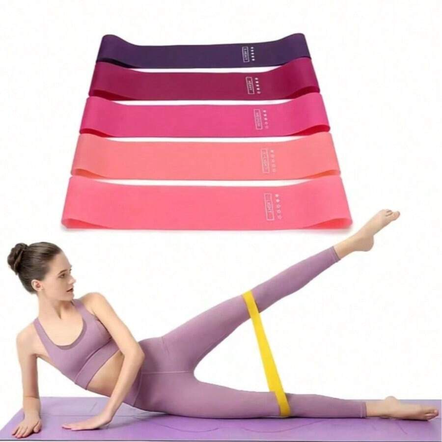 5pcs Latex Resistance Band Set, 5 Different Resistance Levels Fitness Bands With Storage Bag, Suitable For Home Gym, Yoga, Pilates And Fitness Training - A - View 1