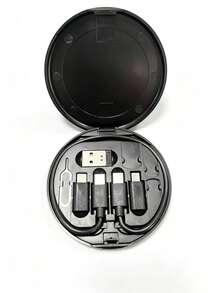 Gesen Kit de adaptador USB con cables de carga múltiples, soporte para teléfono, estuche de almacenamiento para teléfonos - Compatible con iOS, Android, Tipo-C, Compatible con iPhone, Android, cámara, MP3 Adaptador universal - Negro - Ver 2
