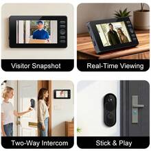 Wireless Video Doorbell With 4.3-Inch IPS Display, Smart Doorbell Camera, Two-Way Audio, 125° Wide Angle Lens, Infrared Night Vision, No WiFi No APP Required, 128GB TF Card Loop Recording, 1800mAh Battery, IP65 Waterproof Home Security - View 7