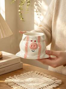 Cute Cartoon Ceramic Coffee Mug, Creative Animal Face Tea Cup With Handle, Aesthetic Breakfast Drinkware, Kawaii Milk Coffee Cup For Home Kitchen Office, Novelty Gift Mug For Coffee Lovers, Cozy Tableware Decor - Multicolor - View 11