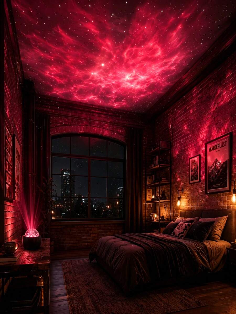 1pc Aurora LED Projector Night Light, USB Powered, Multi-Color Northern Lights Projector With Remote Control, Adjustable Brightness - Bedroom, Living Room Decor LED Light, Halloween, Christmas Decoration