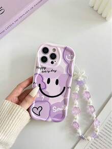 Creamy Purple Smiling Face Painted Phone Case Compatible With IPhone 14, 14 Pro, 14 Pro Max, 13, 13 Pro, 13 Pro Max, 11, 11 Pro Max, 12, 12 Pro, 12 Pro Max, XR, 7, 8, GES2, XS, 15, 15 Pro, 15 Pro Max, 16, 16 Pro, 16 Pro Max, Cartoon, Anti-Drop, Premium - Multicolor - View 7