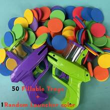手动发射器套装，含泡沫圆盘 - 适合猫狗主人，塑料材质，无需电池 - 彩色圆盘，是派对游戏和趣味活动的理想之选 - 彩色 - 查看 20