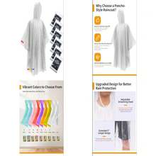 Hitituto Rain Ponchos For Adults - Extra Long Emergency Poncho With Hood, 6/12/24 Family Pack Raincoat, Home Survival Kits - Clear 6pcs - View 7