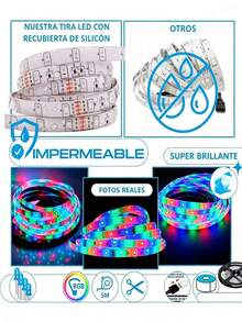 ONEEKA Tira de Luces LED Inteligente 5m, Alimentada por USB, Tira de Luz RGB Cambiadora de Color con APP & Control Remoto de 24 Teclas, Luces LED con Sincronización de Música para Dormitorio, Decoración de Habitación, Fiesta, Halloween - 2 piezas - Ver 5