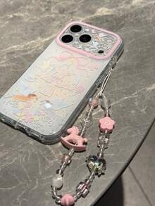 Casing Ponsel Motif Pita Merah Muda dengan Rantai, Kompatibel dengan iPhone 17 Pro Max, 16 Pro, 15 Pro, Pelindung Anti Jatuh Dua Lapis Kreatif Terbaru - Berwarna merah muda - View 5