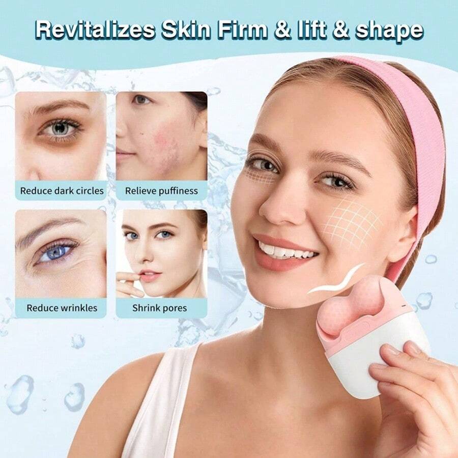 Dual-Head Facial Massage Roller, Manual Ice Massage Tool, Facial Massage Tool, Suitable For Home And Beauty Salon Use, Facial Care Tool To Reduce Puffiness