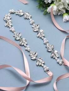 1pc Women's Bridal Belt And Waist Chain With Faux Pearl And Rhinestone Decor, Perfect For Wedding Occasions Elegant. Valentine's Day Accessories - White - View 10