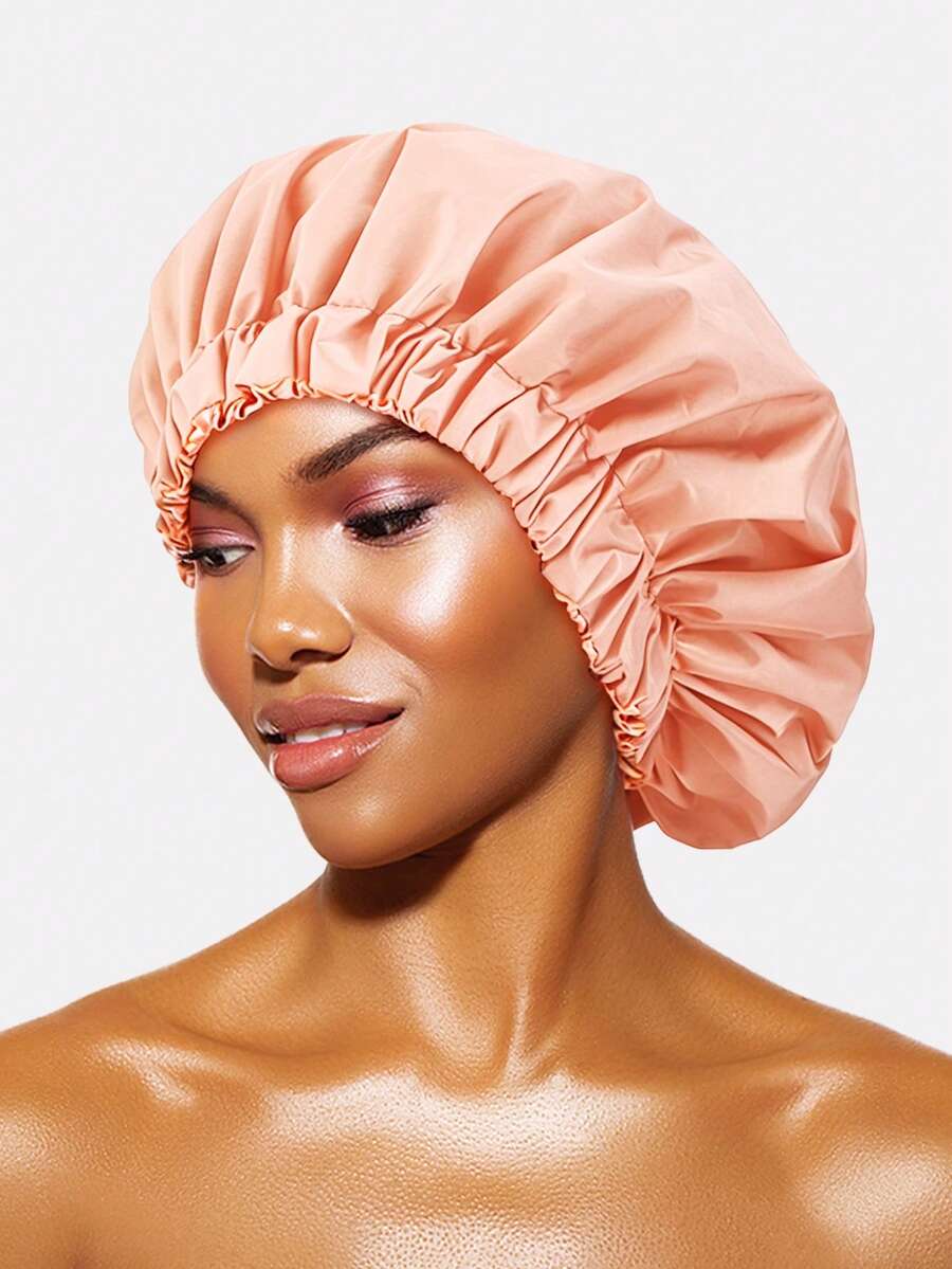 1pc Women's Satin Lined Waterproof Shower Cap, Hair Care Bonnet Suitable For Daily Use - Bloodfang - View 1