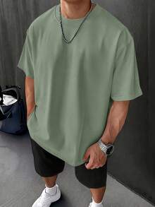 Lightweight Breeze Tee, Oversized Quick Dry Pure Cotton, Daily Work Casual Top For Men - 淺綠色1 - 查看 14