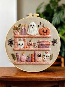 Halloween Decorations Embroidery Kit,DIY Handmade Embroidery Set, Suitable For Adult Beginners, Home Decor Gift, Women's Sewing Gift, Includes User Manual, Printed Pattern Fabric, Embroidery Hoop, Needles And Thread,20 X 20cm/7.9 X 7.9in - Multicolor - View 8