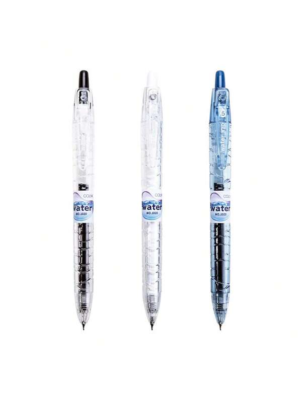 colnk 3pcs Retractable Neutral Pens (3 Black Ink Refills)