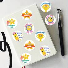 500pcs/Roll Cartoon Motivational Stickers, Classroom Atmosphere Enhancement Stickers, Inspire Learning Desire - Multicolor - View 5