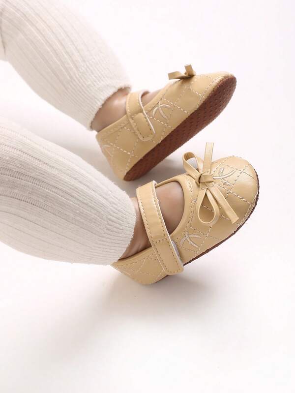 0-1 Year Old Infant Girl Shoes Spring/Autumn Flat Shoes With Bow Decor Soft Sole Comfortable Walking Shoes