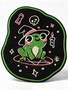1pc/2pcs/3pcs/4pcs EduFly Witchy Frog Patch Cutesy Whimsical Art Embroidered Iron On - Multicolor - View 1