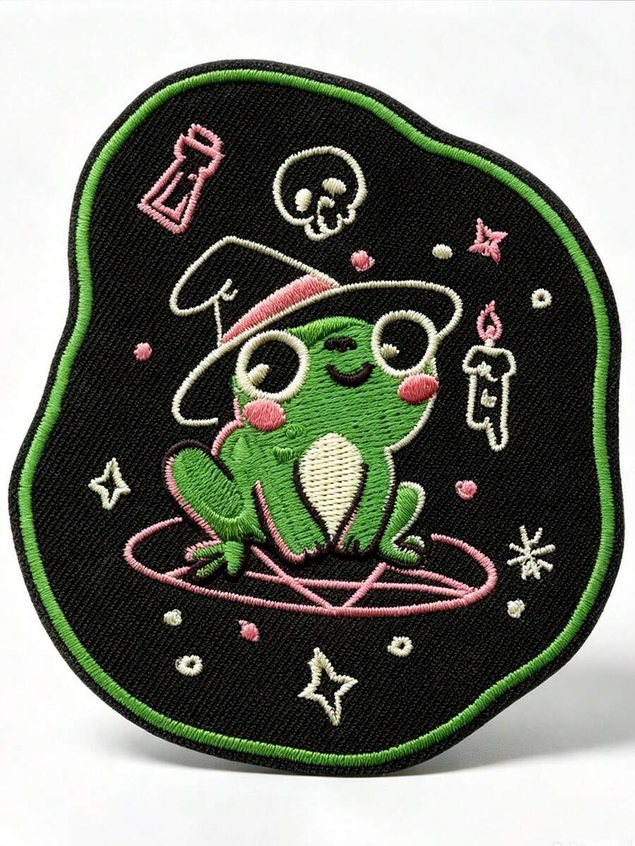 1pc/2pcs/3pcs/4pcs EduFly Witchy Frog Patch Cutesy Whimsical Art Embroidered Iron On - Multicolor - View 1