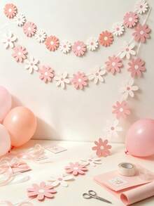 Gradient Small Daisy Flower Garland Birthday Party Scene Decoration Swallowtail Flag, 2 Pieces/Set 1PC/BAG - Daisy Bunting - View 8