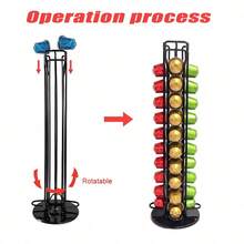 Rotating Coffee Capsule Holder Tower,  60pcs/40pcs Capacity Vertical Black Iron Coffee Capsule Holder, Countertop Pod Storage Rack, Space Saving Coffee Organizer For Kitchen Coffee Bar, Kitchen Countertop Coffee Accessories - View 9
