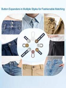 1/4pcs Waist Extender Button, Pants Size Adjustment Buckle, Denim Jeans Waist Extender, No-Sew Removable Button - Upgraded - View 10