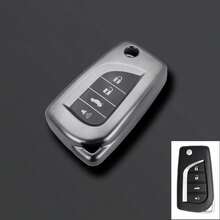 Car Key Cover Keychain Suitable For Aygo, Yaris, Highlander, Camry, RAV4, Fortuner, Hilux, Auris, Corolla, Avensis And Other Models Car Remote Key Box Protective Shell Pendant - Grey TPU - View 4