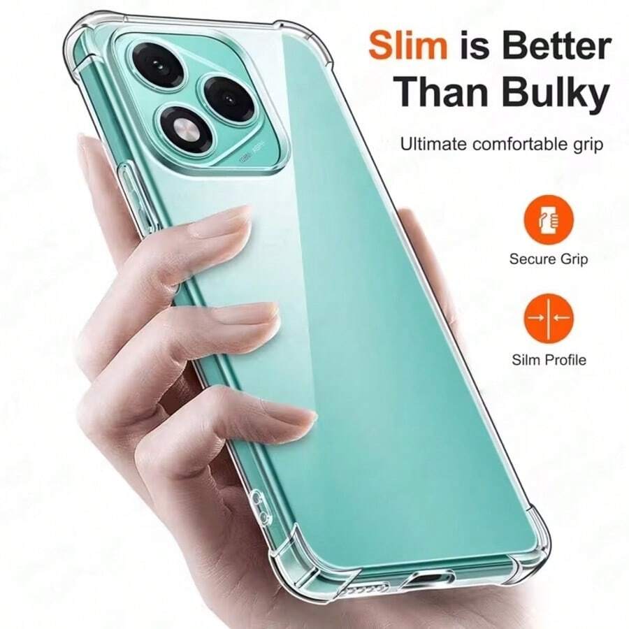 Hot Selling 1PC Transparent Air Cushion Phone Case Four-Corner Airbag Anti-Drop High Transparency TPU Soft Shell Precise Lens Cutout Bare Machine Texture Anti-Yellowing Minimalist Premium Full Coverage Protective Cover Compatible With All Models [International Version, Not Local Version], Suitable For C85 4G/ 15X/ 16 Pro/ 16 Pro+/ GT 8 Pro/ C85/ 10 4G - Clear - View 1