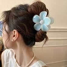 2pcs Fashion Sweet Blue Flower Acrylic Hair Clips Hair Accessories - Baby Blue - View 6